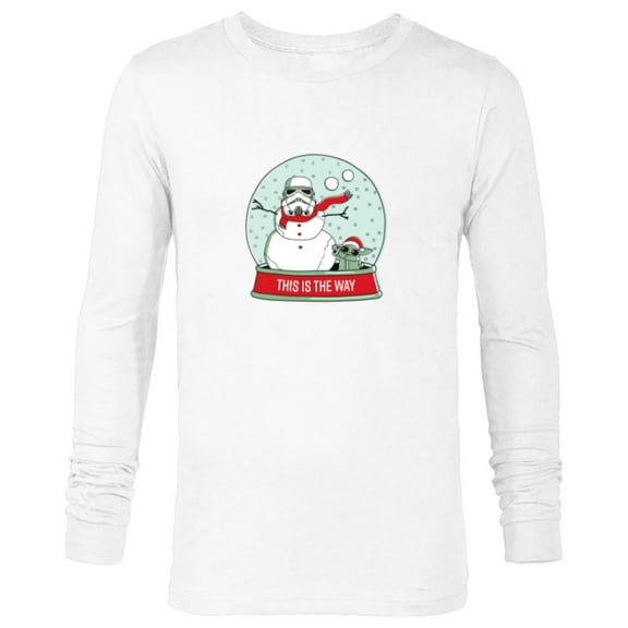 Star Wars Grogu Christmas Stormtrooper Snowman Snow Globe - Long Sleeve T-Shirt for Men - Customized-White