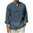 thumbnail image 2 of Betivan Men's Round Neck Long Sleeve Top Casual Button Closure Sports T-Shirt, Breathable Lightweight Soft Fashion Blouse for Sports, Fitness, Daily, Outdoor, 2 of 5