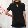 thumbnail image 4 of Giftesty Womens T-Shirts Clearance Fashionable Round Neck Lace Short Sleeved Blouse Women's Casual Solid Color T-Shirt Top, 4 of 4