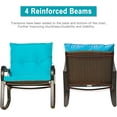 thumbnail image 5 of TOTAL 3 Piece Rocking Chair Patio Bistro Set Balcony Chairs Iron Conversation Sets Outdoor Furniture with Glass Coffee Table for Porch Poolside Lawn (Blue, Curved Armrest), 5 of 7