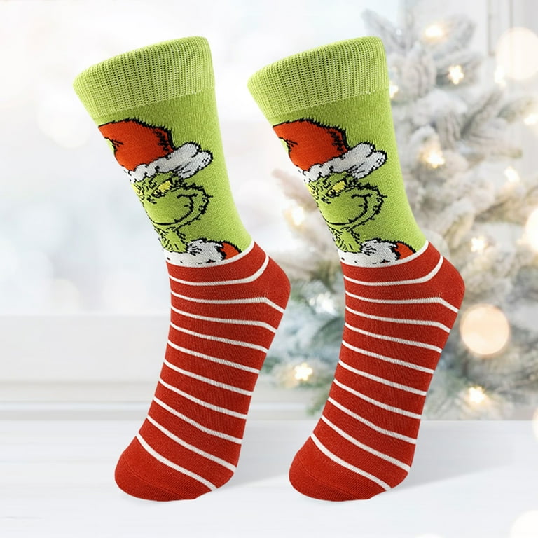 Adult Cartoon Christmas Slipper Socks Grinch Thick Warm Sleeping