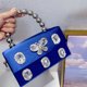 thumbnail image 4 of Bolso de mano de lujo de seda brillante con diamantes plateados para mujer, bolso de mano cuadrado pequeño con lazo de diamantes y perlas, bolso cruzado, 4 of 4