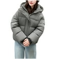thumbnail image 6 of CENGNIAN No Boundaries Ladies Hooded Quilted Lightweight Coats,Women's Winter Short Outerwear,Waterproof Packable Outerwear For Women,Dark Gray,Size L, 6 of 6
