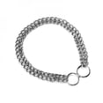 thumbnail image 3 of panDaDa Silver Pet Dog Pinch Collars Solid Training Iron Double Row Chain Collar 40/50/60cm, 3 of 6