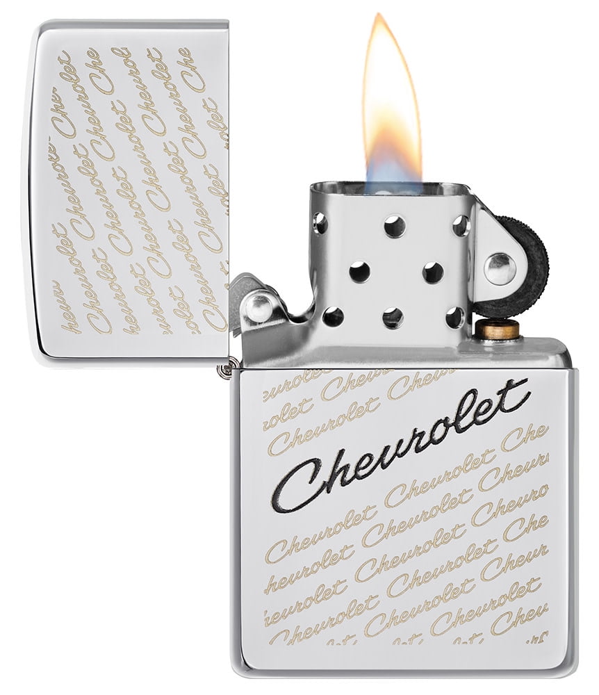 Zippo Chevrolet Script Logo High Polish Chrome Pocket Lighter