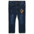thumbnail image 1 of KIDSCOOL SPACE Little Girls Jeans,Elastic Band Inside Floral Embroidered Stretchy Soft Denim Slim Pants, 1 of 5