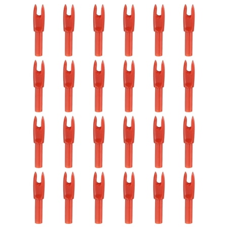 Uxcell Archery Arrows Nocks Arrow Shaft Plastic Nocks Replacement Archery Arrows Tail Accessory 24 Pack Inside Diameter 4.2 mm Red - for (Hunting/Shooting/Compound/Recurve Bow)