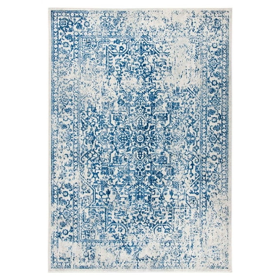 SAFAVIEH Evoke Trena Traditional Distressed Area Rug, Ivory/Navy, 9' x 12'