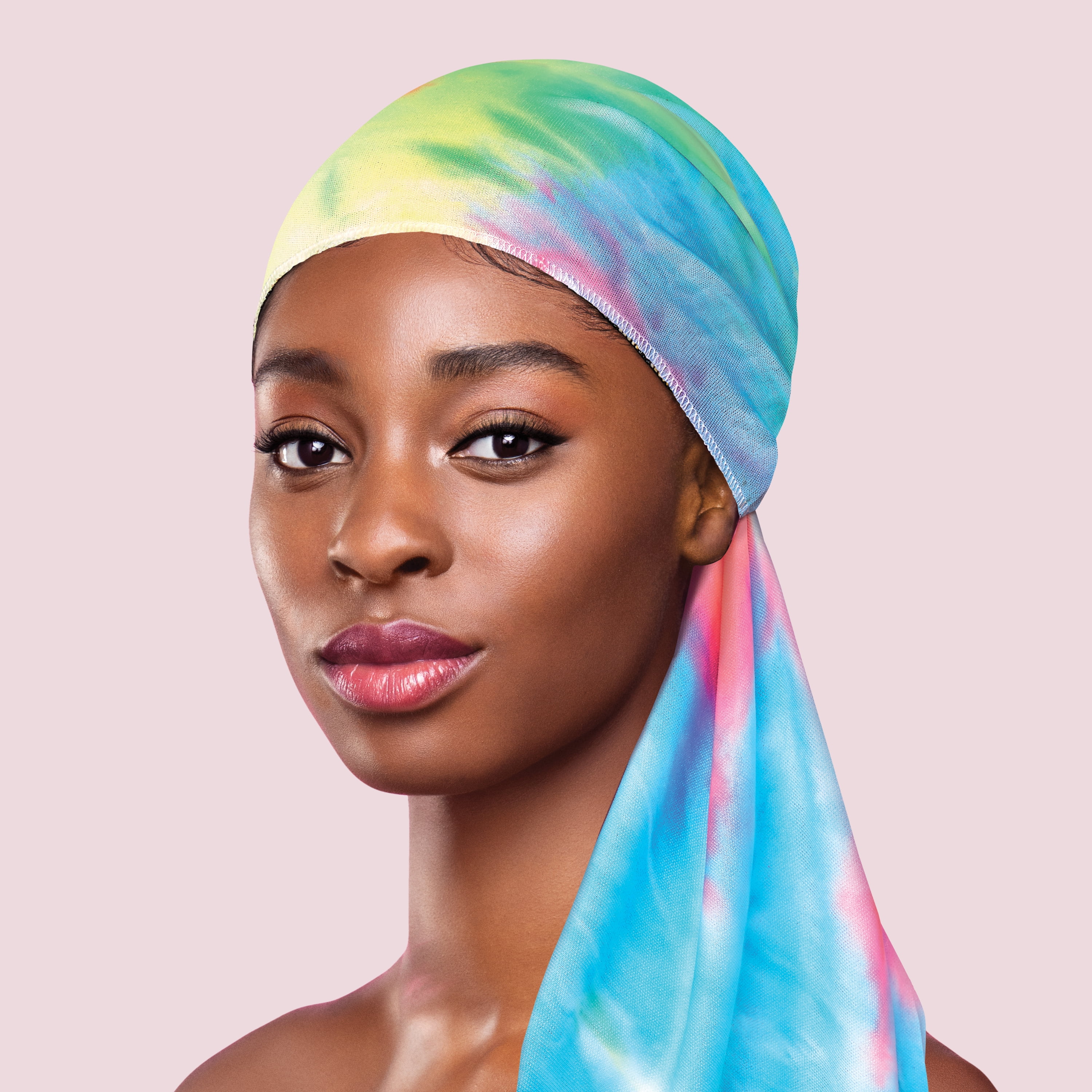 KISS Colors & Care Satin Hair Wrap Scarf 60" Extra Long, Tie Dye