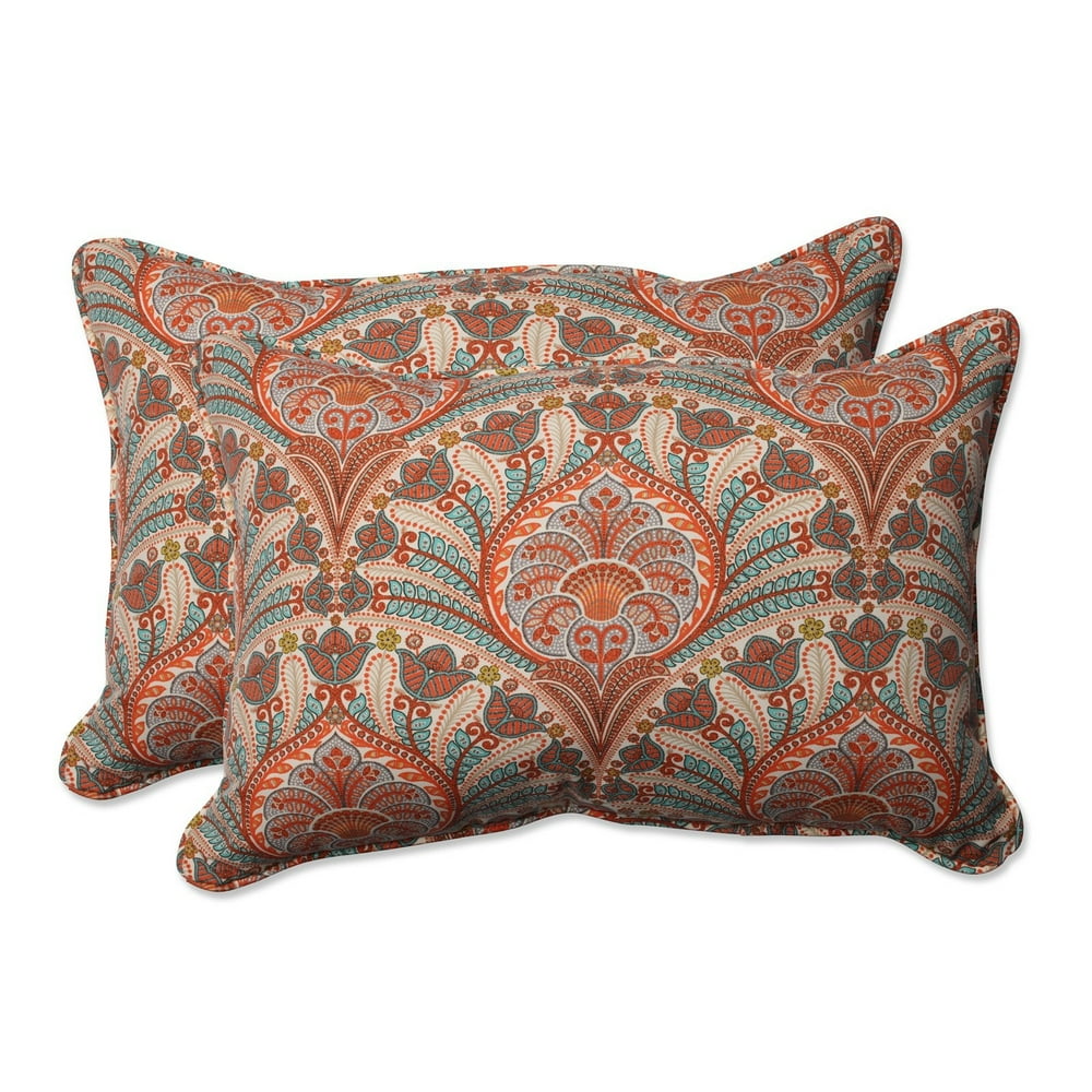 Pillow Perfect Outdoor/ Indoor Crescent Beach Coral Oversized Rectangular Throw Pillow (Set of