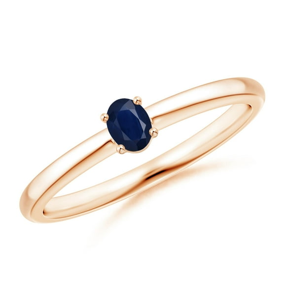 ANGARA Natural Classic Solitaire Oval Blue Sapphire Promise Ring in 14K Rose Gold for Women (Size-4x3mm) | September Birthstone, Anniversary, Jewelry Gift for Women | Natural Blue Sapphire Ring
