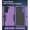 thumbnail image 5 of for Samsung Galaxy S21 FE 5G Case, and Glass Screen Protector, Dust Proof Port Cover, Full Body Protection Durable Rubber Cover Phone Case, Black/Purple, 5 of 15