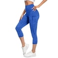 thumbnail image 3 of Breezora Women's High Waisted Seamless Yoga Capri Pants - Breathable Cationic Fabric with Pockets, Workout and Running Tights, 3 of 5