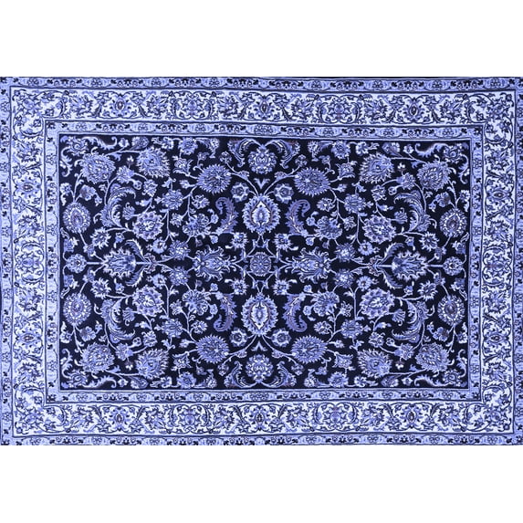 Ahgly Company Machine Washable Indoor Rectangle Persian Blue Traditional Area Rugs, 5' x 8'