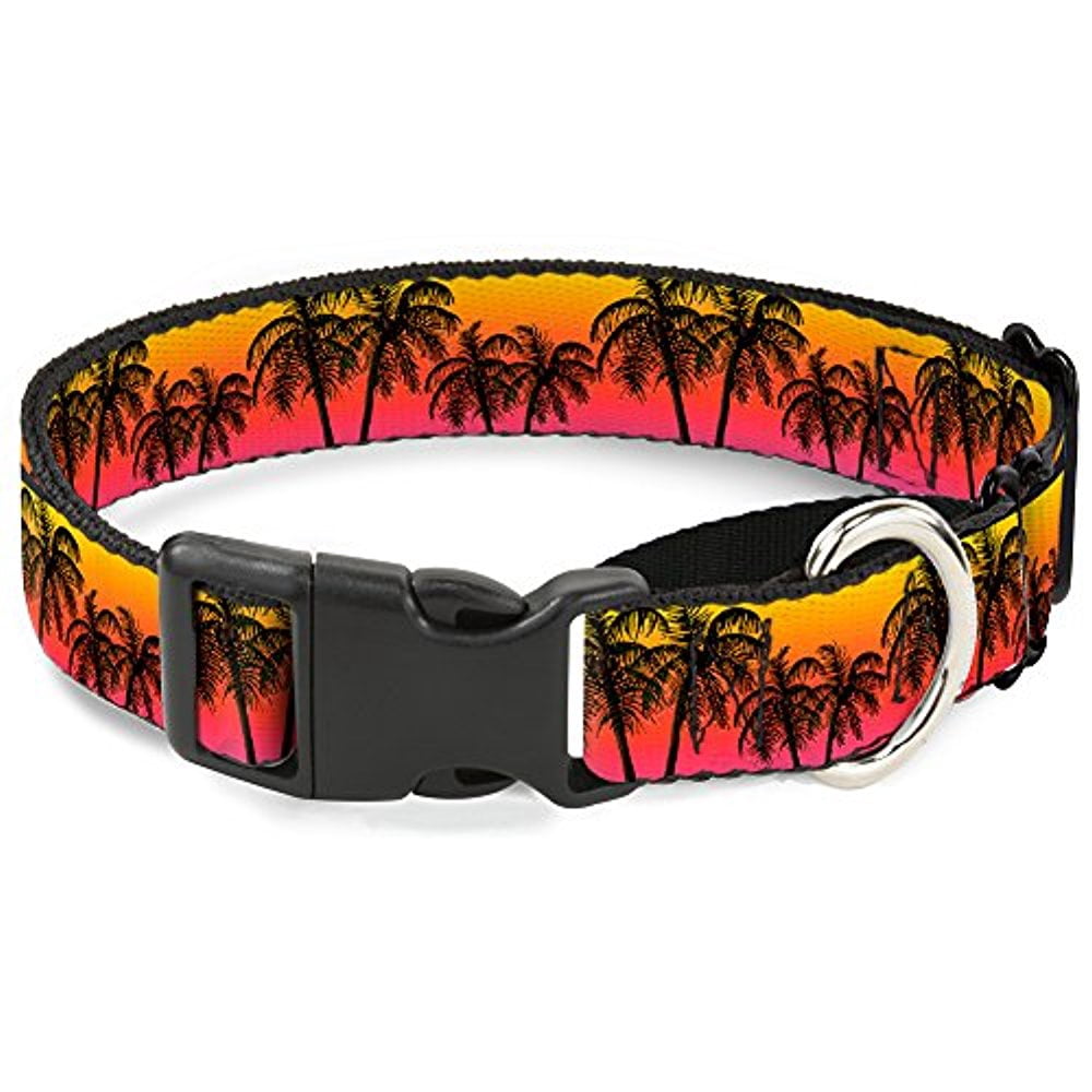 Buckle-Down Martingale Dog Collar - Palm Trees Rings Greens Blacks - 1" Wide - Fits 15-26" Neck Size - Large