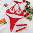 thumbnail image 3 of Lefu Tassel Lingerie Set Women Halter Cut Out Sexy Erotic 3PC Set Back Open Brief Kit, 3 of 9