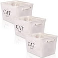 thumbnail image 6 of Canvas Storage Basket Rectangular with Handles 7.5''x16''x12.25'', Household Storage For Blankets, Towels, Toys - White Canvas, Cat Toys Print - 3 Pack, 6 of 8