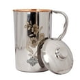 thumbnail image 2 of Indian Art Villa Steel Copper Flower Design Jug with Elegant Detailing, Silver & Brown, Drinkware, 33.8 oz, 2 of 3