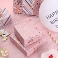 thumbnail image 2 of Reversible Pink Birthday Wrapping Paper Roll, Happy Birthday Lettering & Stripe Pattern with Metallic Foil, 2 of 4