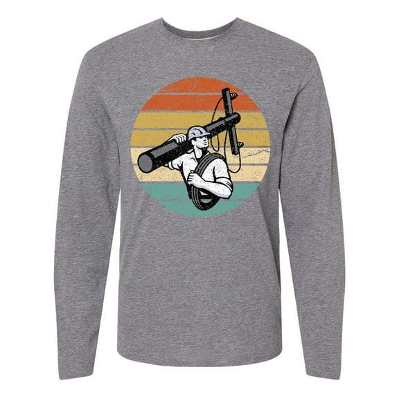 Inktastic Lineman Retro Line Worker Long Sleeve T-Shirt