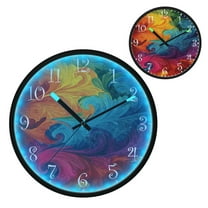 Voice Activated Clock with Glow Light 12 Inch Large Silent Wall Clock Battery Operated for Home Decor Vibrant Colorful Tie-dye Pattern