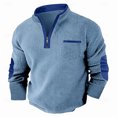 thumbnail image 4 of TOUMENY Men Sweater Zip Mock Neck Long Sleeve Casual Pullover Fall Winter Loose Solid Knit Tops Blue XXXL, 4 of 5