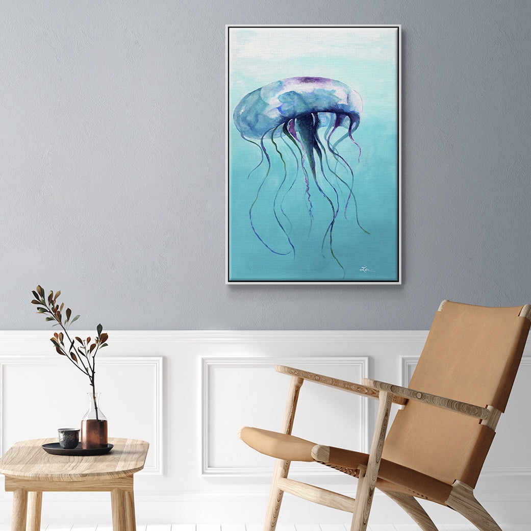 Jelly Fish Framed Premium Gallery Wrapped Canvas - Ready to Hang