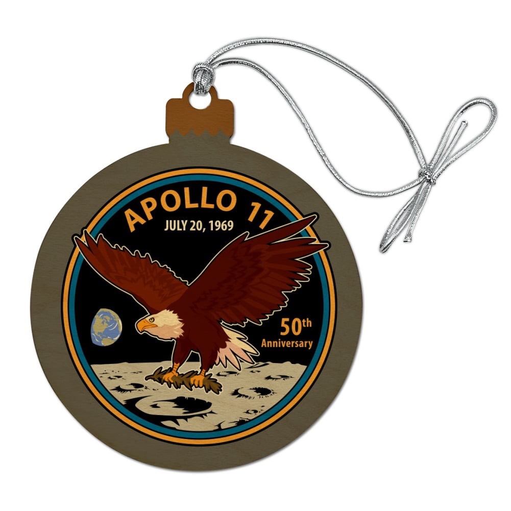 NASA Apollo 11 50th Anniversary Patch with Eagle on The Moon Wood ...