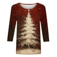 thumbnail image 5 of Fashion Fall Saving LiMoi Women's Elegant Christmas Top with Three Quarter Sleeve Round Neck and Glamorous Tree Design Tees Tshirts Shirts Blouse My Items, 5 of 5