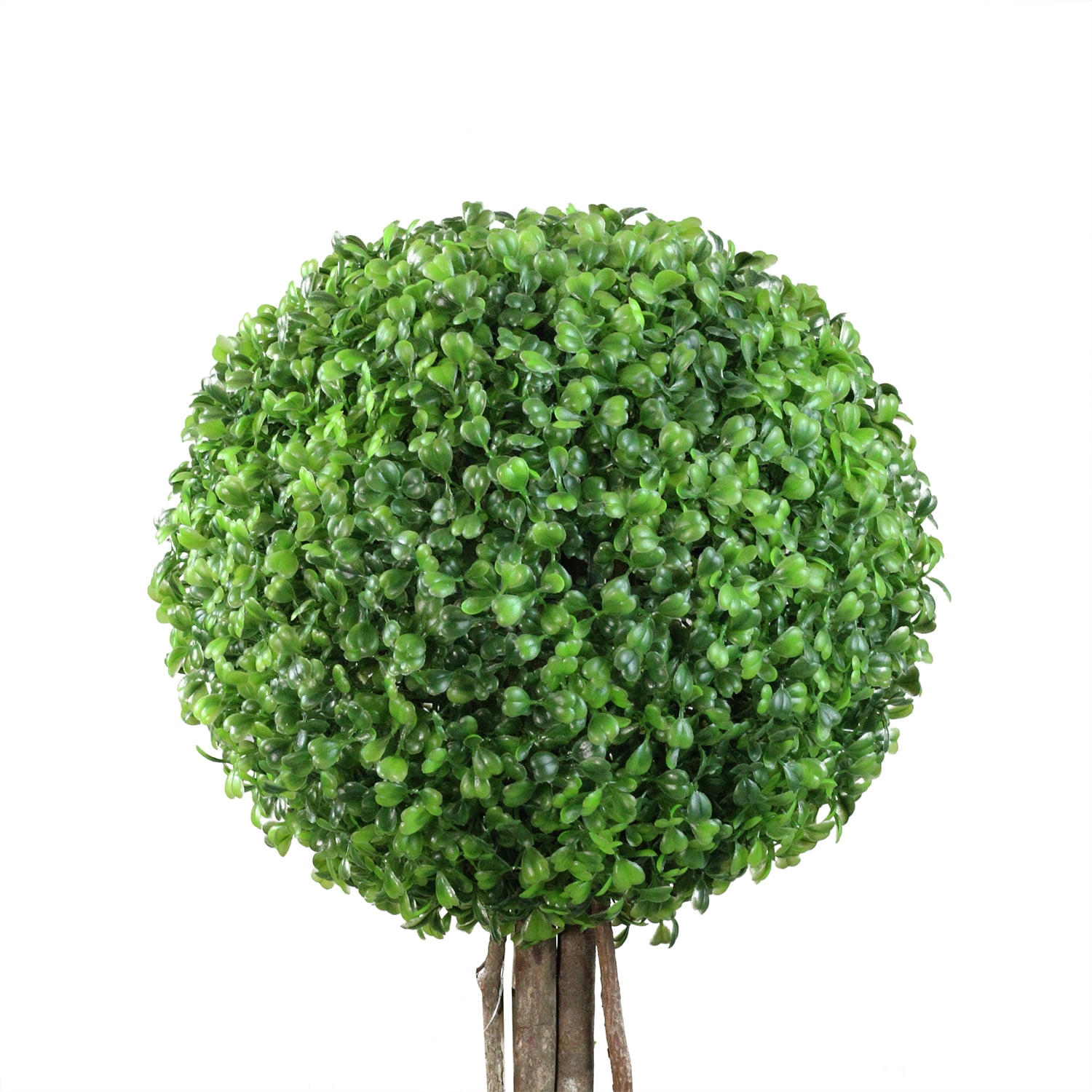 48" Potted Artificial Two Tone Green Double Ball-Shaped Boxwood Topiary Garden Decoration