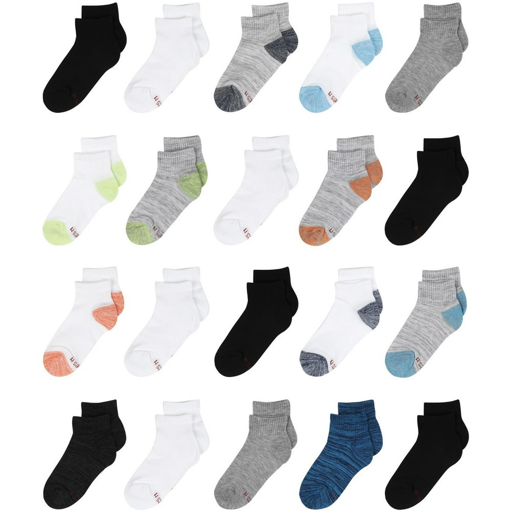 Hanes Hanes Boys Socks, 20 Pack Ankle Super Value Socks, Sizes S (4.5