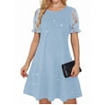 thumbnail image 2 of IFNWSV Robes Décontractées pour Femmes, Robe Évasée à Manches Courtes en Dentelle à Paillettes Style Mode Décontracté pour Usage Quotidien Fête Extérieur Vacances, Robes d'Été pour Femmes Bleu Pâle m, 2 of 7