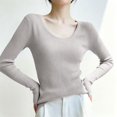 thumbnail image 3 of Long Sleeve Sweater for Women, Slim Fits Knit Crew Neck Sweaters, Fall Casual Versatile Basic Layering Tops, 3 of 4