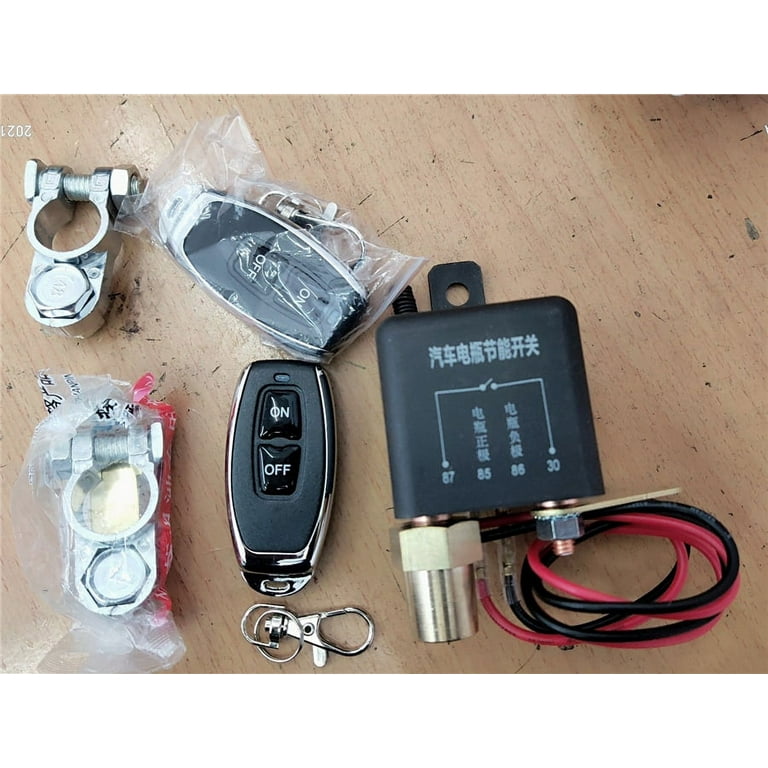 Fyuu Wireless 12V Car Battery Power Disconnect Relay Master Dut Switch w/ 2pcs Remote, Size: 46