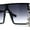 Black Smoke, variant on Dripping Huge Rhinestone Flat Top Shield Oversize Sunglasses Black Smoke