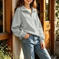 thumbnail image 2 of HomeDM Girls Long Sleeve Sweatshirts Quarter Zip Mock Neck Pullover Tops Fall Casual, 2 of 10
