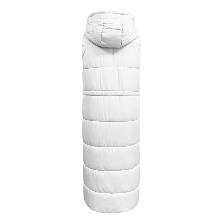  INESVER Long puffer Vest for Women Sleeveless Quilted Vest  Winter Warm Hooded Outwear Long Vest Loose Quilted Down Jacket : Sports 