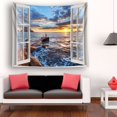 thumbnail image 2 of EREHome Open Window Sunrise Nature Tapestry Polyester Fabric Tapestries Wall Art Hanging 60x80 Inches, 2 of 3