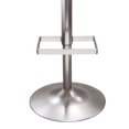thumbnail image 2 of Leatherette Upholstered Adjustable Bar Height Stool with Stainless Steel Base, White and Silver, 2 of 2