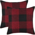 thumbnail image 2 of 2PCS Buffalo Check Plaid Throw Pillow Covers Throw Pillows Farmhouse Square Pillow Cases for Halloween Fall Home Decor, Orange 18 x 18 Inches, 2 of 7