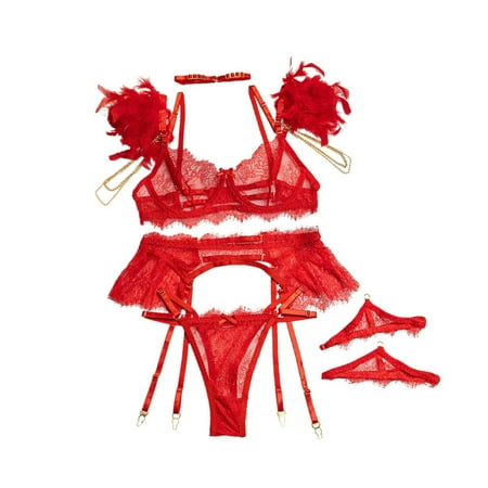 

ZMHEGW Personality Design Underwear Feather Stitching Against Color Metal Chain