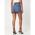 thumbnail image 4 of Women High Waist A Line Mini Jean Skirt With Pockets, Vintage Washed Straight Short Denim Skirt Casual Basic Bottoms For Summer, 4 of 9