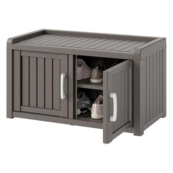 Shoe Storage Cabinet Waterproof UV-Resistant, Entryway Storage Indoor Outdoor with 2 Barn Doors, Adjustable Shelves for Entryway, Bedroom, Hallway,Living Room(Grey)