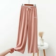 thumbnail image 2 of Busydd Women's Pants Fashion Cozy Solid Color Pajama Pants Elastic Waist Baggy Casual Pants Drawstring Wide Leg Pants with Pockets, 2 of 6