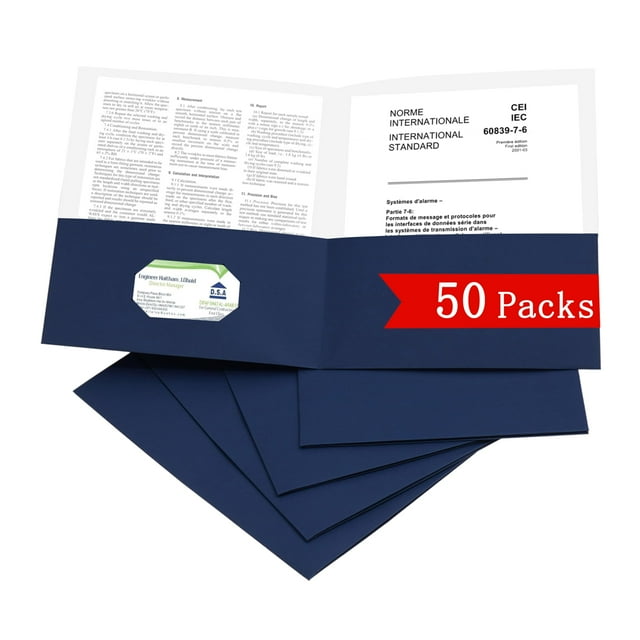 Carpetas de archivos Zzrywuty con dos bolsillos y ranura para tarjetas de presentación x50