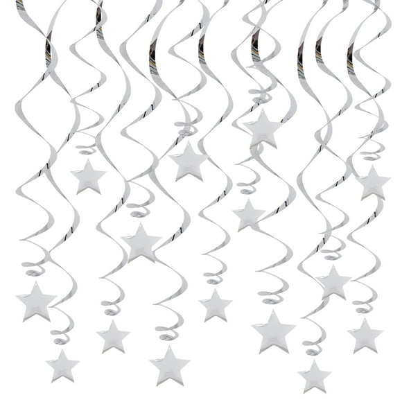 Decoraciones colgantes en espiral BEISHIDA Silver Star, paquete de 15