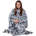 thumbnail image 2 of Soft Fleece Wearable Blanket with Sleeves - Plush Cozy Warmth & Comfort - Machine Washable, Lightweight Throw Wrap TV Blanket (Black), 2 of 4