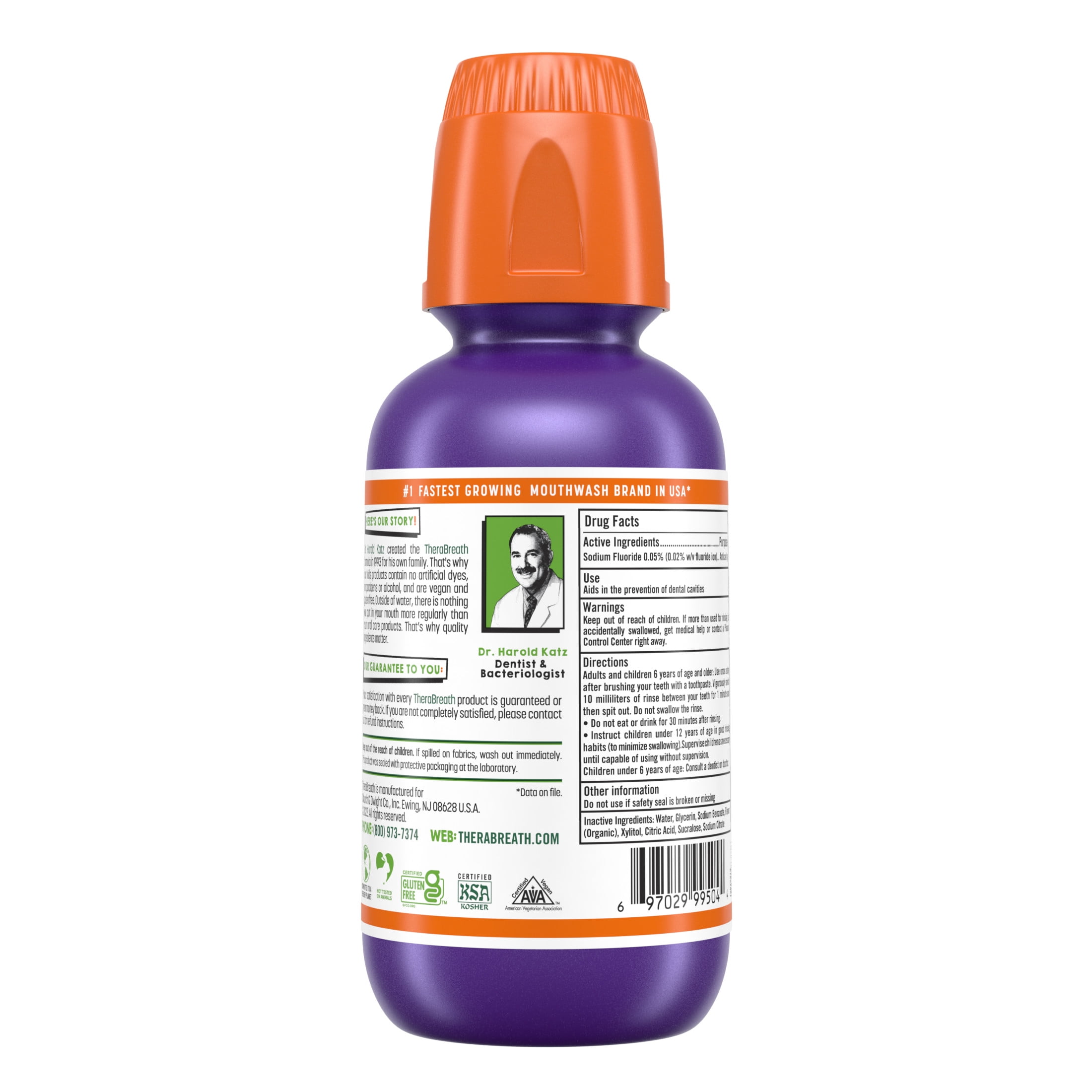 TheraBreath Kids Mouthwash with Fluoride, Organic Grapes Galore, Anticavity, 10 fl oz