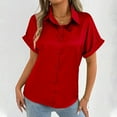 thumbnail image 4 of Women's Elegant Rolled- Satin Blouse - Solid Color, Fabric, Work/Casual Wear - S-XXL Sizes, Lightweight & Breathable, 4 of 8