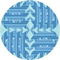 thumbnail image 1 of Ahgly Company Machine Washable Indoor Round Transitional Neon Blue Area Rugs, 6' Round, 1 of 7